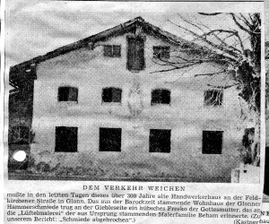 Anwesen des Schmieds Johann Wäsler vor dem Abriss 1966
